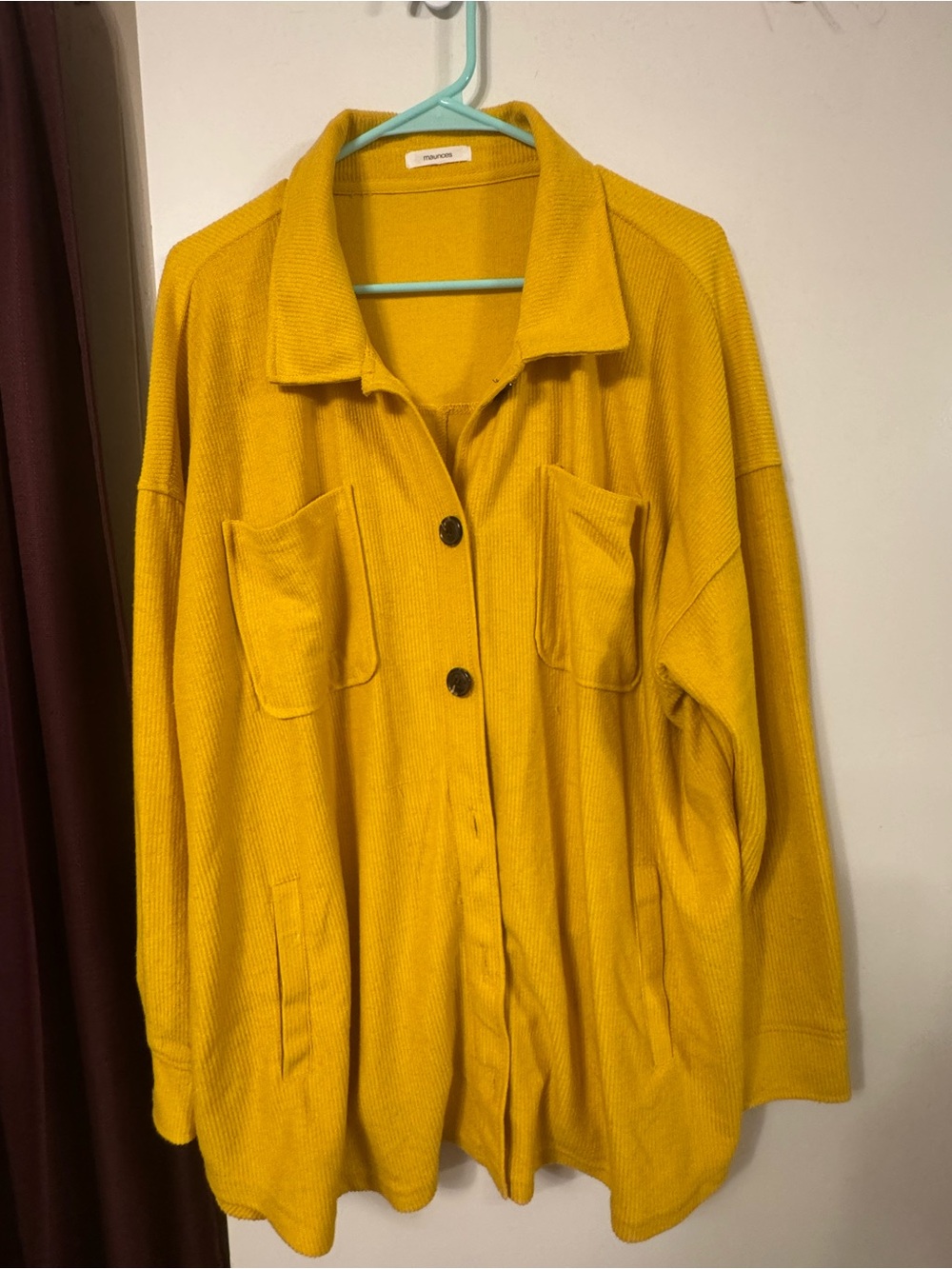 Maurices Mustard Yellow Button-Front Shirt Jacket